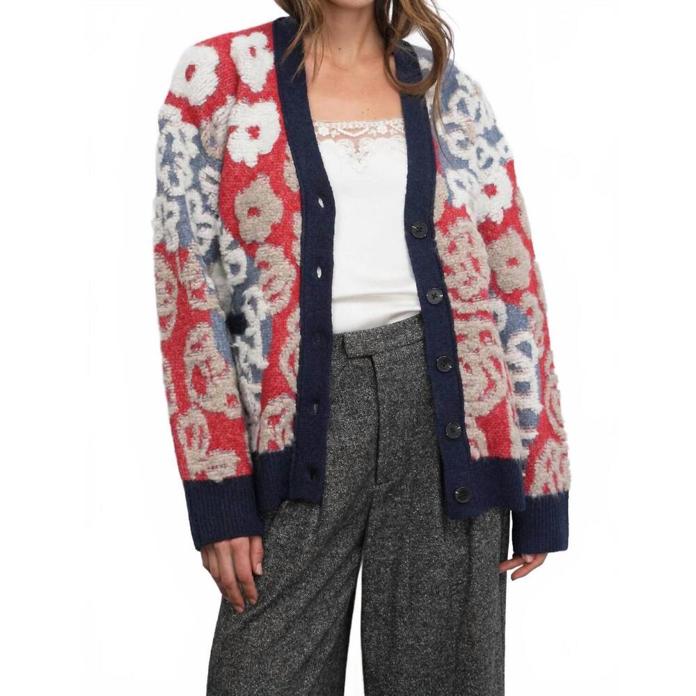 NEW GREYLIN mina floral cardigan in red / blue